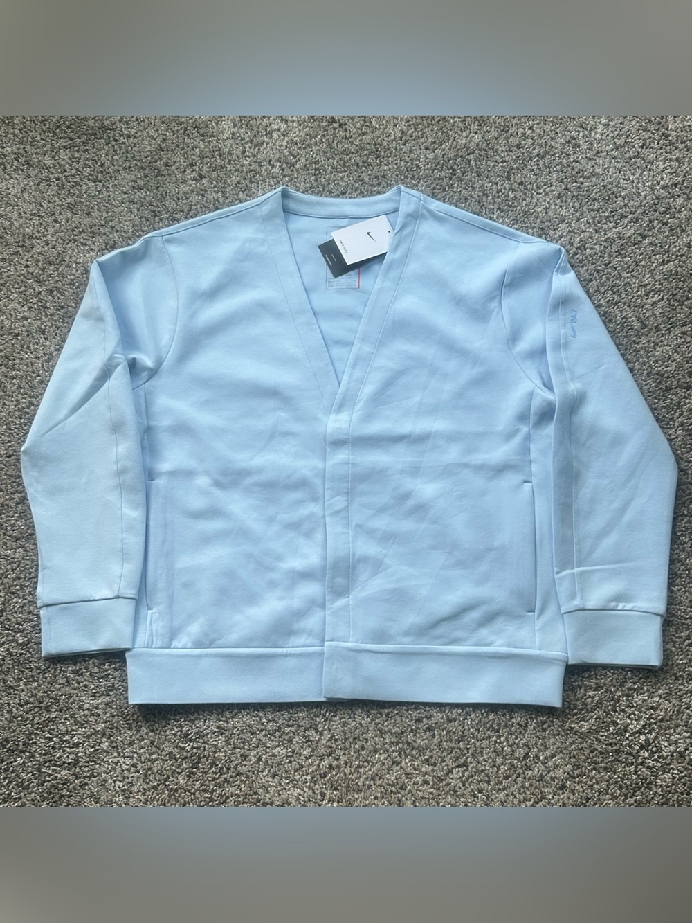 Nike Men's 24.7 ImpossiblySoft Dri-FIT Cardigan Celestine Blue Medium HQ6948-441